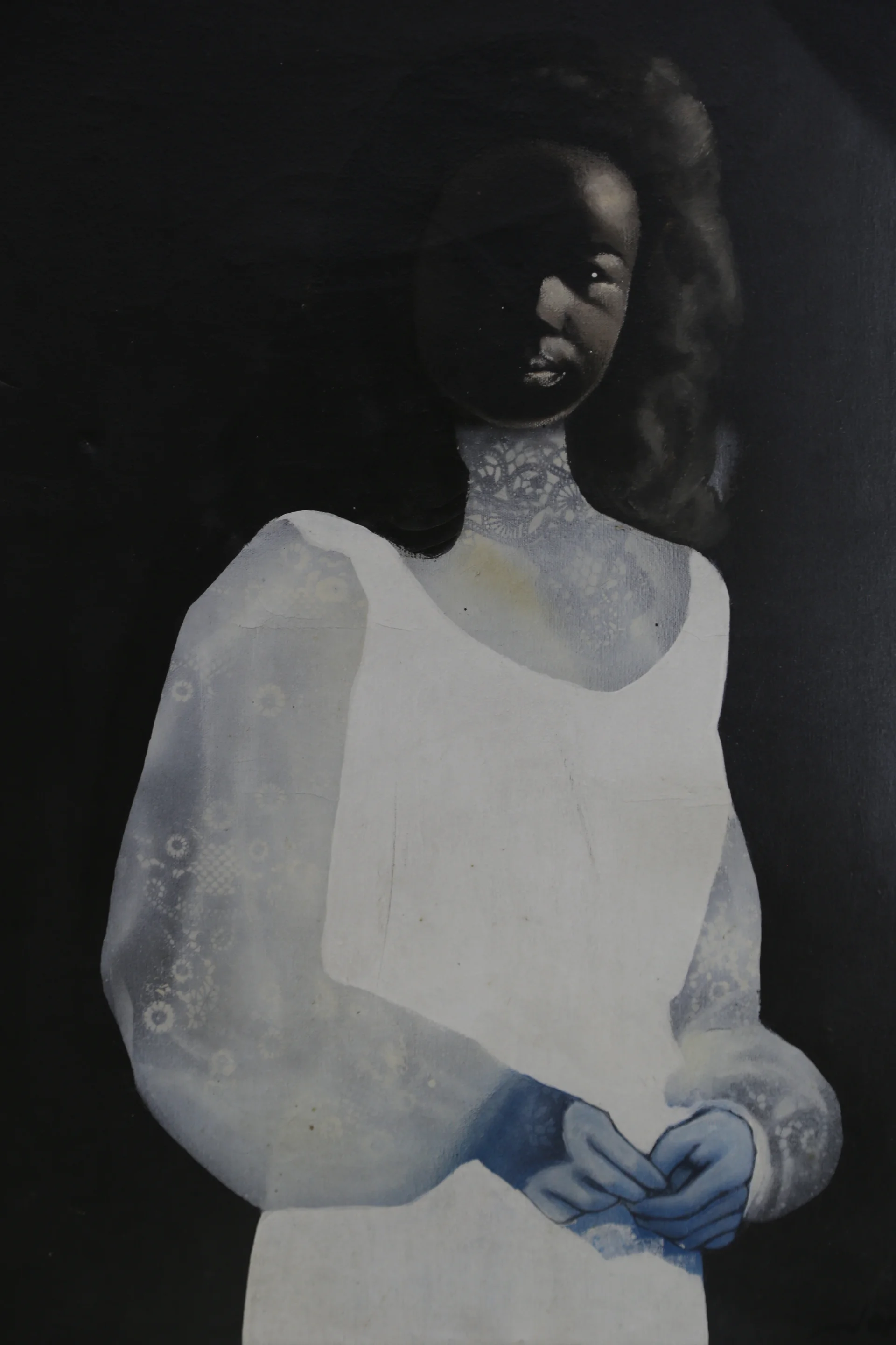 pintura titulada "Morena vestido blanco, Percepción"